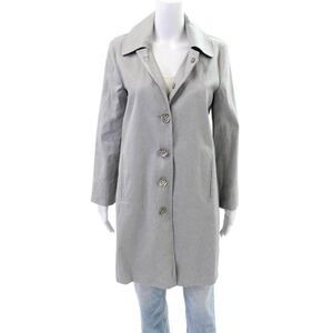 Marine Penvern Womens Button Front Collared Woven Jacket Gray Size Small